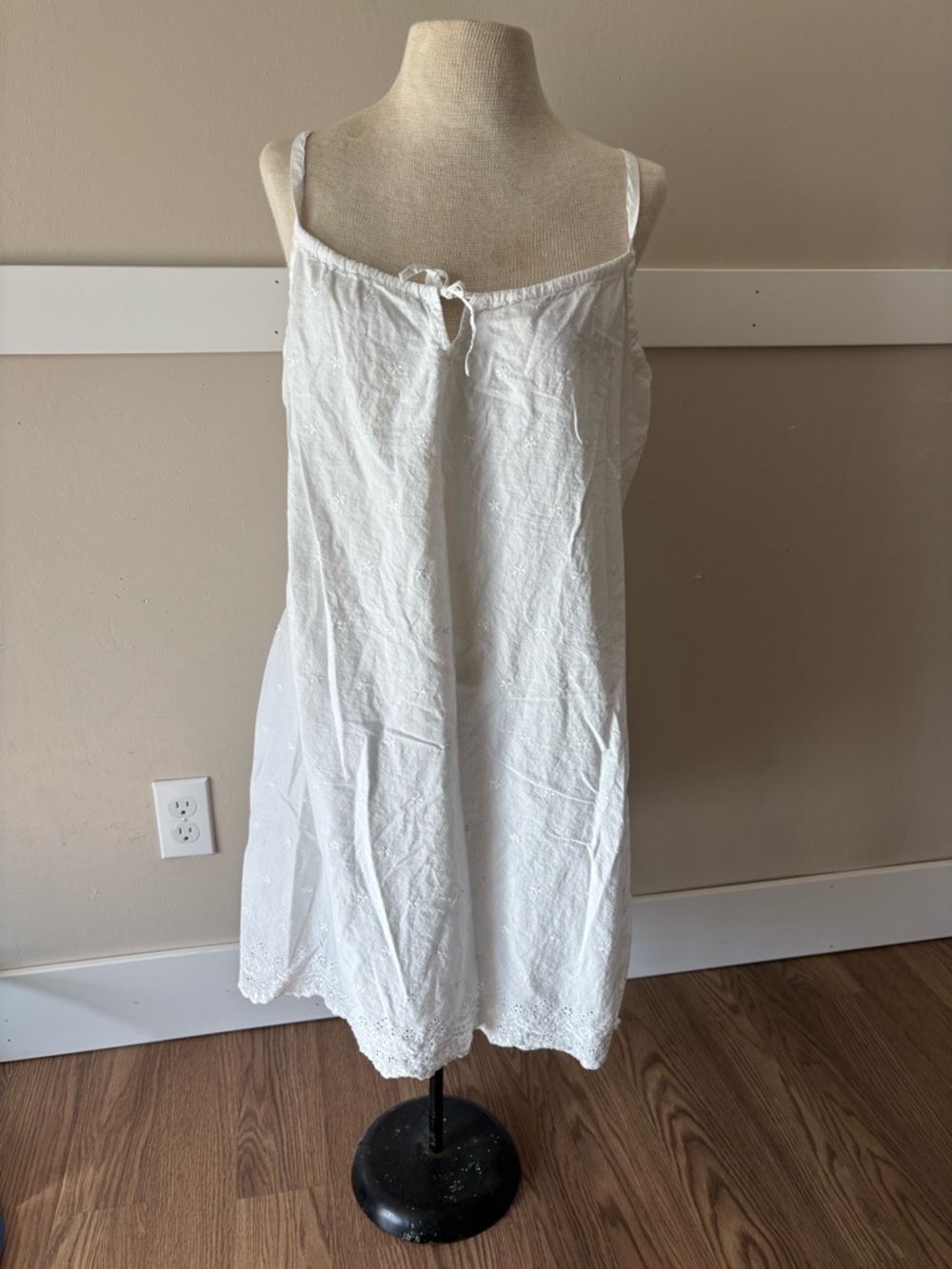 Women's White 100% Cotton Slip Dress - Classic Lightweight